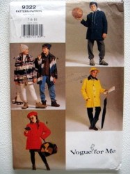 9322 KIDS LINED COLLAR 1-2 BREASTED COAT PATTERN 7=10, 12-14
